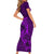 Polynesian Dolphin Valentine Day Short Sleeve Bodycon Dress Hibiscus and Tribal Tattoo Purple Style LT03 - Polynesian Pride