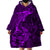 Polynesian Dolphin Valentine Day Wearable Blanket Hoodie Hibiscus and Tribal Tattoo Purple Style LT03 - Polynesian Pride