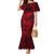 Polynesian Dolphin Valentine Day Family Matching Mermaid Dress and Hawaiian Shirt Hibiscus and Tribal Tattoo Red Style LT03 Mom's Dress Red - Polynesian Pride