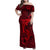 Polynesian Dolphin Valentine Day Family Matching Off Shoulder Maxi Dress and Hawaiian Shirt Hibiscus and Tribal Tattoo Red Style LT03 Mom's Dress Red - Polynesian Pride