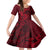 Polynesian Dolphin Valentine Day Family Matching Off Shoulder Short Dress and Hawaiian Shirt Hibiscus and Tribal Tattoo Red Style LT03 Daughter's Dress Red - Polynesian Pride