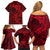 Polynesian Dolphin Valentine Day Family Matching Off Shoulder Short Dress and Hawaiian Shirt Hibiscus and Tribal Tattoo Red Style LT03 - Polynesian Pride