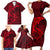 Polynesian Dolphin Valentine Day Family Matching Short Sleeve Bodycon Dress and Hawaiian Shirt Hibiscus and Tribal Tattoo Red Style LT03 - Polynesian Pride