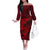 Polynesian Dolphin Valentine Day Off The Shoulder Long Sleeve Dress Hibiscus and Tribal Tattoo Red Style LT03 Women Red - Polynesian Pride