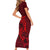 Polynesian Dolphin Valentine Day Short Sleeve Bodycon Dress Hibiscus and Tribal Tattoo Red Style LT03 - Polynesian Pride