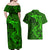 Polynesian Dolphin Valentine Day Couples Matching Off Shoulder Maxi Dress and Hawaiian Shirt Hibiscus and Tribal Tattoo Green Style LT03 - Polynesian Pride