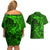 Polynesian Dolphin Valentine Day Couples Matching Off Shoulder Short Dress and Hawaiian Shirt Hibiscus and Tribal Tattoo Green Style LT03 - Polynesian Pride