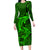 Polynesian Dolphin Valentine Day Family Matching Long Sleeve Bodycon Dress and Hawaiian Shirt Hibiscus and Tribal Tattoo Green Style LT03 Mom's Dress Green - Polynesian Pride