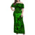 Polynesian Dolphin Valentine Day Family Matching Off Shoulder Maxi Dress and Hawaiian Shirt Hibiscus and Tribal Tattoo Green Style LT03 Mom's Dress Green - Polynesian Pride