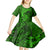 Polynesian Dolphin Valentine Day Kid Short Sleeve Dress Hibiscus and Tribal Tattoo Green Style LT03 - Polynesian Pride