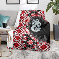 Red Taniko Motif Aotearoa Manaia and Silver Fern Blanket LT03 - Polynesian Pride