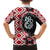 Red Taniko Motif Aotearoa Manaia and Silver Fern Family Matching Off Shoulder Maxi Dress and Hawaiian Shirt
