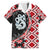 Red Taniko Motif Aotearoa Manaia and Silver Fern Family Matching Off Shoulder Maxi Dress and Hawaiian Shirt