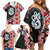 Red Taniko Motif Aotearoa Manaia and Silver Fern Family Matching Off Shoulder Short Dress and Hawaiian Shirt