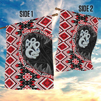 Red Taniko Motif Aotearoa Manaia and Silver Fern Garden Flag LT03 - Polynesian Pride