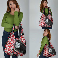 Red Taniko Motif Aotearoa Manaia and Silver Fern Grocery Bag LT03 - Polynesian Pride