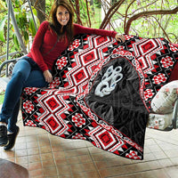 Red Taniko Motif Aotearoa Manaia and Silver Fern Quilt