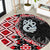 Red Taniko Motif Aotearoa Manaia and Silver Fern Round Carpet