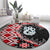 Red Taniko Motif Aotearoa Manaia and Silver Fern Round Carpet