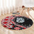 Red Taniko Motif Aotearoa Manaia and Silver Fern Round Carpet