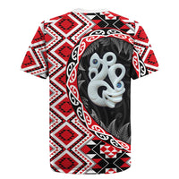Red Taniko Motif Aotearoa Manaia and Silver Fern Rugby Jersey