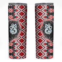 Red Taniko Motif Aotearoa Manaia and Silver Fern Skinny Tumbler