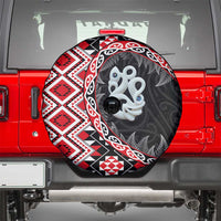 Red Taniko Motif Aotearoa Manaia and Silver Fern Spare Tire Cover LT03 - Polynesian Pride