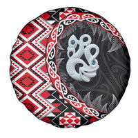 Red Taniko Motif Aotearoa Manaia and Silver Fern Spare Tire Cover LT03 - Polynesian Pride