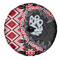 Red Taniko Motif Aotearoa Manaia and Silver Fern Spare Tire Cover LT03 - Polynesian Pride