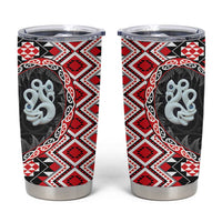 Red Taniko Motif Aotearoa Manaia and Silver Fern Tumbler Cup LT03 Red - Polynesian Pride