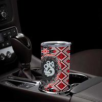 Red Taniko Motif Aotearoa Manaia and Silver Fern Tumbler Cup LT03 - Polynesian Pride