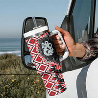 Red Taniko Motif Aotearoa Manaia and Silver Fern Tumbler With Handle LT03 - Polynesian Pride