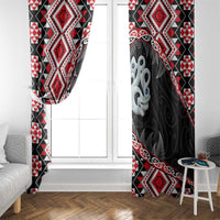 Red Taniko Motif Aotearoa Manaia and Silver Fern Window Curtain LT03 - Polynesian Pride