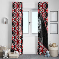 Red Taniko Motif Aotearoa Manaia and Silver Fern Window Curtain LT03 - Polynesian Pride