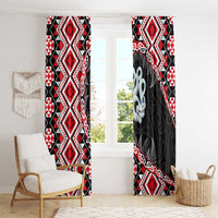 Red Taniko Motif Aotearoa Manaia and Silver Fern Window Curtain LT03 - Polynesian Pride