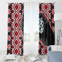 Red Taniko Motif Aotearoa Manaia and Silver Fern Window Curtain LT03 - Polynesian Pride