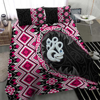 Pink Taniko Motif Aotearoa Manaia and Silver Fern Bedding Set