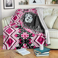 Pink Taniko Motif Aotearoa Manaia and Silver Fern Blanket LT03 Pink - Polynesian Pride