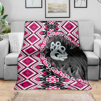 Pink Taniko Motif Aotearoa Manaia and Silver Fern Blanket LT03 - Polynesian Pride