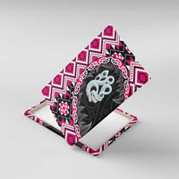 Pink Taniko Motif Aotearoa Manaia and Silver Fern Canvas Wall Art LT03 With Frame Pink - Polynesian Pride