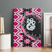 Pink Taniko Motif Aotearoa Manaia and Silver Fern Canvas Wall Art LT03 - Polynesian Pride