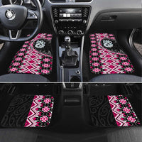 Pink Taniko Motif Aotearoa Manaia and Silver Fern Car Mats LT03 Set 4pcs Pink - Polynesian Pride