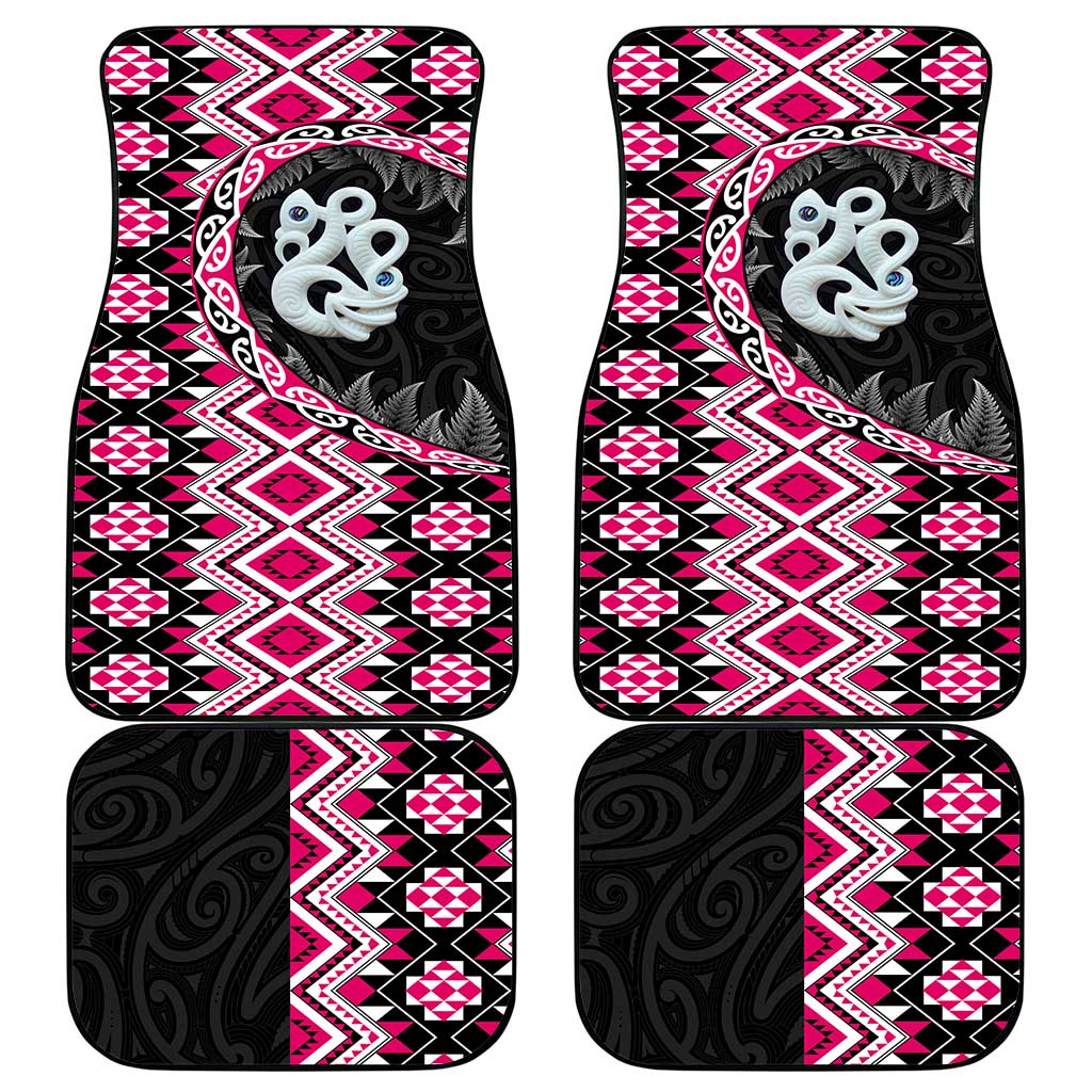 Pink Taniko Motif Aotearoa Manaia and Silver Fern Car Mats LT03 - Polynesian Pride
