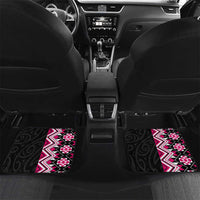 Pink Taniko Motif Aotearoa Manaia and Silver Fern Car Mats LT03 Set 2pcs - Back Pink - Polynesian Pride