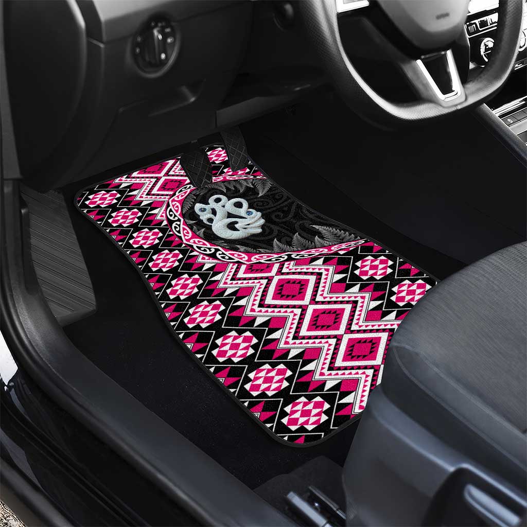 Pink Taniko Motif Aotearoa Manaia and Silver Fern Car Mats LT03 - Polynesian Pride