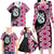 Pink Taniko Motif Aotearoa Manaia and Silver Fern Family Matching Long Sleeve Bodycon Dress and Hawaiian Shirt