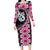 Pink Taniko Motif Aotearoa Manaia and Silver Fern Family Matching Long Sleeve Bodycon Dress and Hawaiian Shirt