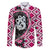 Pink Taniko Motif Aotearoa Manaia and Silver Fern Family Matching Off Shoulder Maxi Dress and Hawaiian Shirt