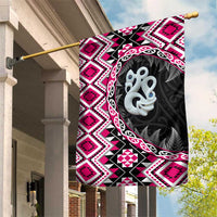 Pink Taniko Motif Aotearoa Manaia and Silver Fern Garden Flag LT03 House Flag Pink - Polynesian Pride