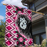 Pink Taniko Motif Aotearoa Manaia and Silver Fern Garden Flag LT03 - Polynesian Pride